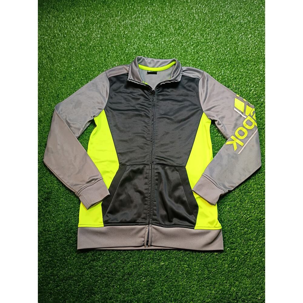 Reebok Boys Gray & Neon Yellow Full-Zip Track Jacket M